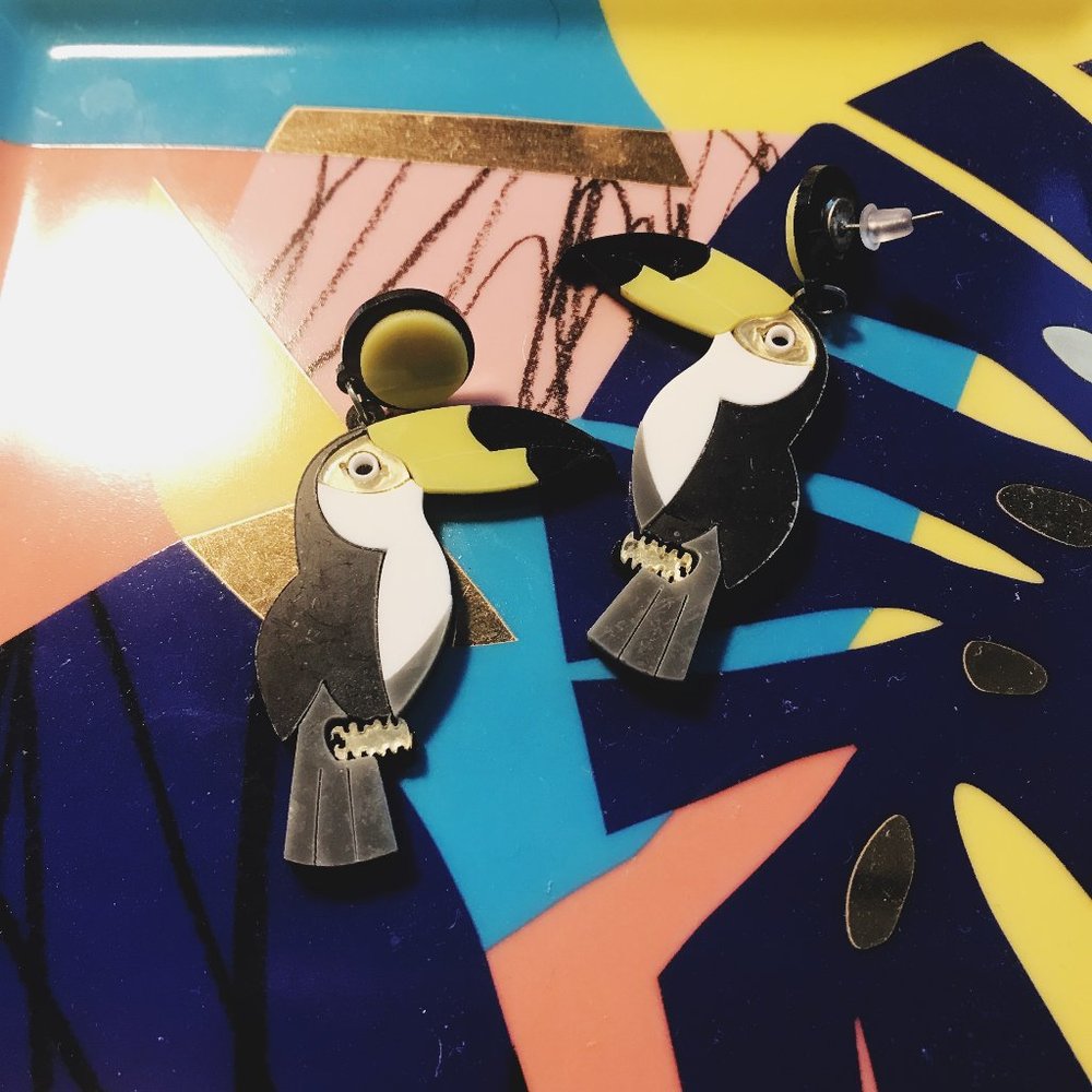 Vintage Toucan Acrylic Earrings (Bought in Tokyo!) [AVAILABLE]
